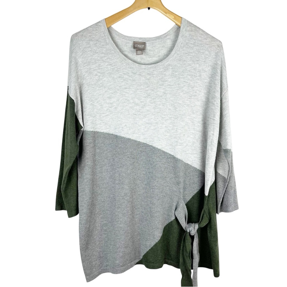 Chico's Touch of Cashmere Colorblock Side Tie Sweater Large 12